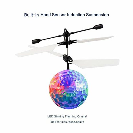 Flying Ball - zwevende heli disco Crystal bal met Led licht -infraroodsensor - Hand bestuurbaar Vliegende helicopter (oplaadbaar)