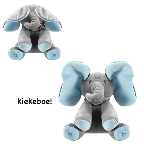 Flappy olifant - interactief knuffel speelgoed - kiekeboe  - beweegt met de oren - voice opname