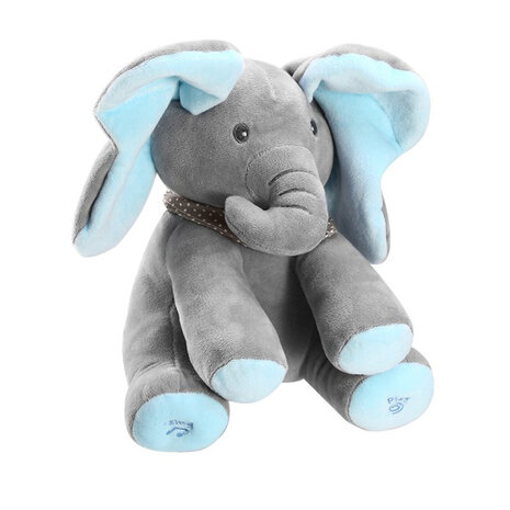 Melodieus Pracht Slaapzaal Flappy Olifantje - interactief knuffel speelgoed - kiekeboe - beweegt met  de oren - voice opname - zingt liedje - talking elephant 30CM - 24winkelen