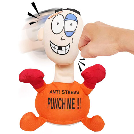Punch Me Anti Stress pop - interactieve speelgoed boks pop - schreeuwt bij en stoot - 20CM