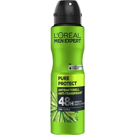 L&#039;Or&eacute;al Men Expert deodorant -  Pure Protect - 48 uur intensieve bescherming - 150 ml -  Deospray 