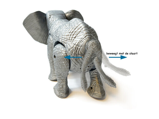 Olifant speelgoed - kan lopen en olifanten geluid maken - bewegende staart  - Elephant 27CM
