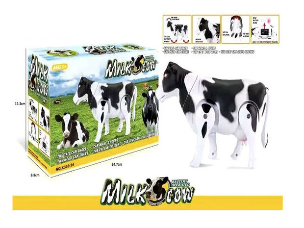 Speelgoed koe - kan lopen en koeien geluiden maken - interactieve - met bewegende staart  - milk Cow 25CM