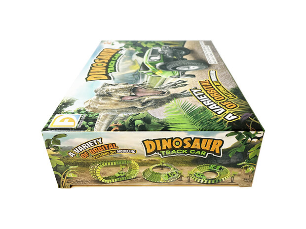 Dinosaurus racebaan set - Dinosaur Track car set 51 stuks - inclusief dino met auto en toebehoren