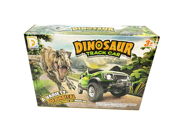 Dinosaurus racebaan set - Dinosaur Track car set 51 stuks - inclusief dino met auto en toebehoren