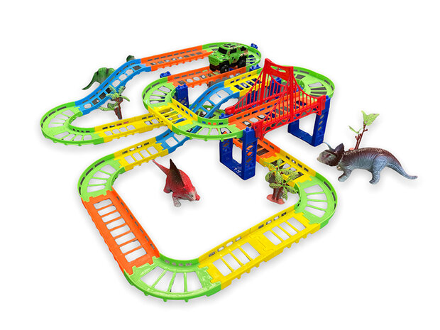 Racebaan set Dinosaurus - Dinosaur Track car set 60 stuks 
