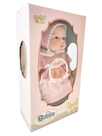 Babypop Bonnie - Schattige en zachte knuffel baby pop  - maakt 12 babygeluiden - 30.5CM