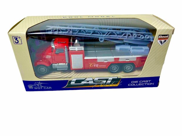 DIE CAST Redvoertuig + ladder - brandweerwagen