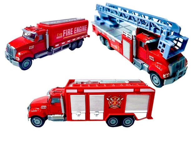 DIE CAST Redvoertuig + ladder - brandweerwagen