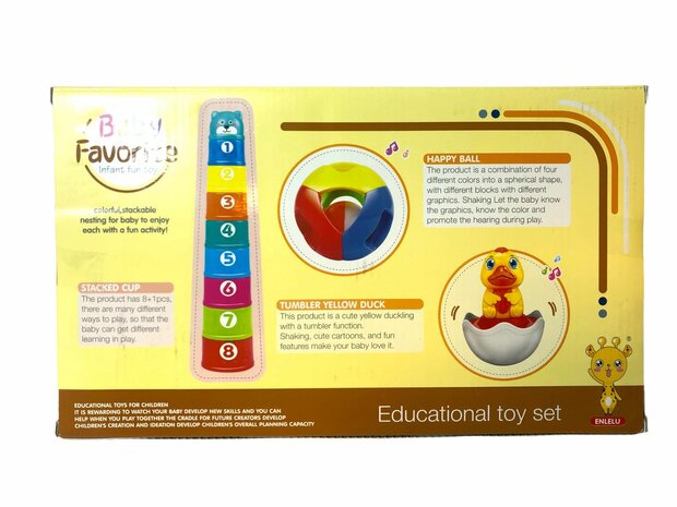 Baby stapelbekers + tuimelaar - bal educatief Speelgoed