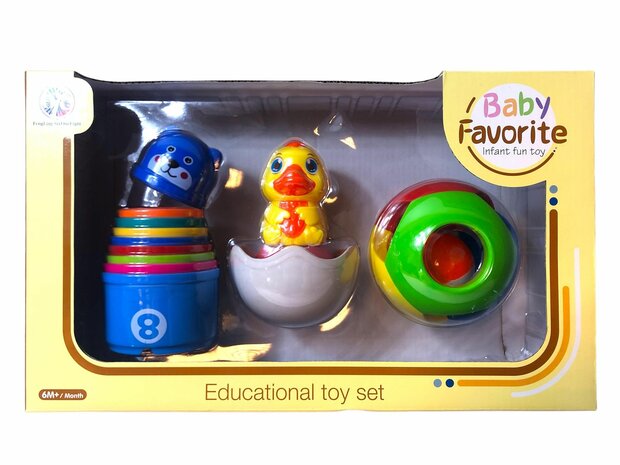 Baby stapelbekers + tuimelaar - bal educatief Speelgoed