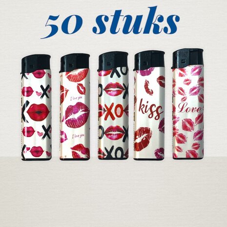 Lighters Click 50 pieces with ✓Kiss print