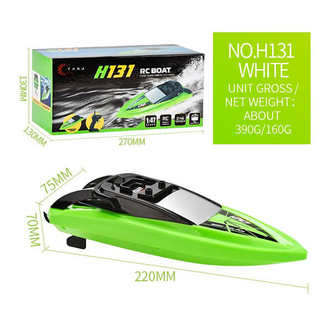 Rc boot voor kinderen - H131 - oplaadbaar - 2.4ghz bestuurbaar - 10km/h