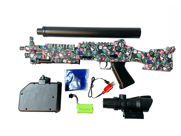 Gel Blaster- Elektrische orbeez geweer Army SKULL - compleet set incl. gel ballen - oplaadbaar - 80CM