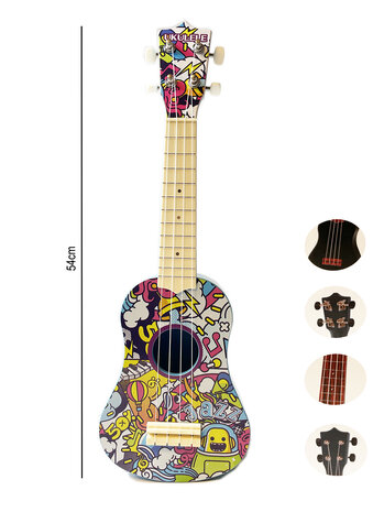 Ukulele speelgoed - Speelgoedgitaar - Grafittie Guitar - 54CM 