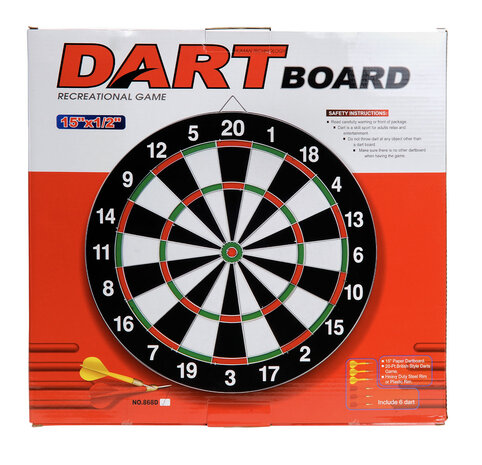 Dartbord - incl. 6 dart pijlen - &Oslash; 36.5 cm