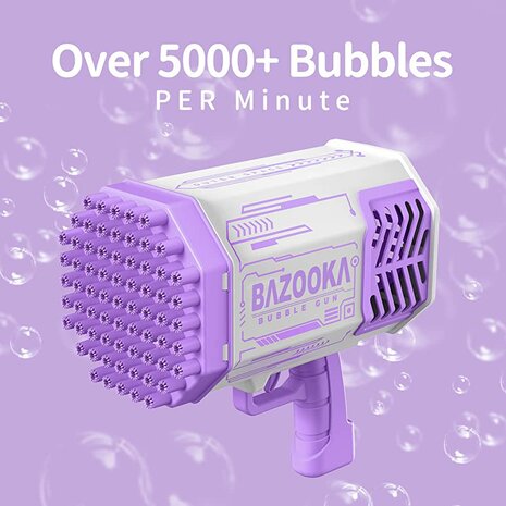 Bubble Gun Bazooka - bellenblaas maker - zeepbellenmachine - 69 gaten voor 5000 bellen - oplaadbaar 