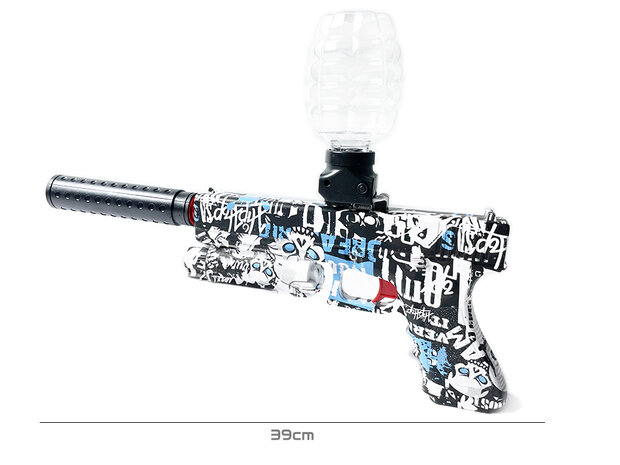Gel Blaster- Elektrische pistool  - Graffiti  - compleet set incl. gel ballen - oplaadbaar - 37 CM