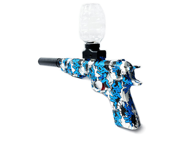 Gel Blaster - M1911 Blue Graffiti - compleet set incl. gel ballen + pijlen - oplaadbaar - 39CM