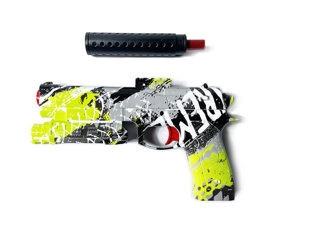 Gel Blaster- Elektrische pistool  - Green Graffiti  - compleet set incl. gel ballen - oplaadbaar - 38CM
