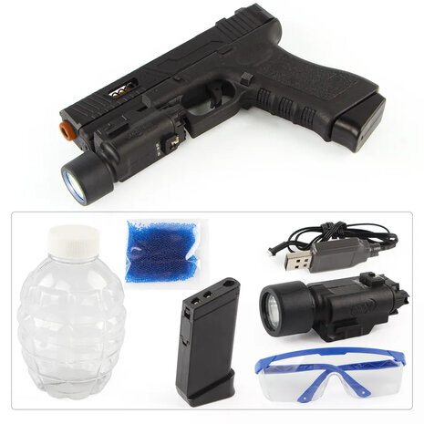 Gel blaster speelgoed pistool - G18S Glock - incl. 10.000 gel ballen - oplaadbaar
