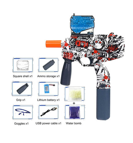 Gel Blaster - MP9  - Blue Graffiti - compleet set - oplaadbaar - 31CM