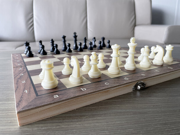 Magnetisch Schaakbord met Schaakstukken - Chess King - 34x34 cm - Schaken - Schaakspel - Hout - Opklapbaar