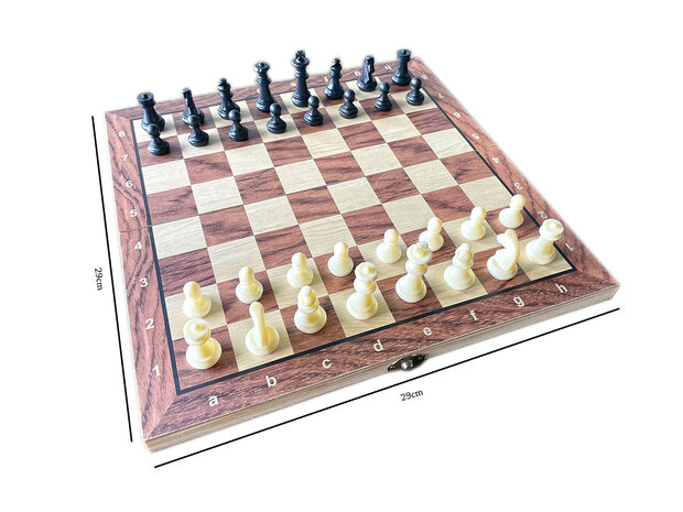 Magnetisch Schaakbord met Schaakstukken - Chess King - 29x29 cm - Schaken - Schaakspel - Hout - Opklapbaar