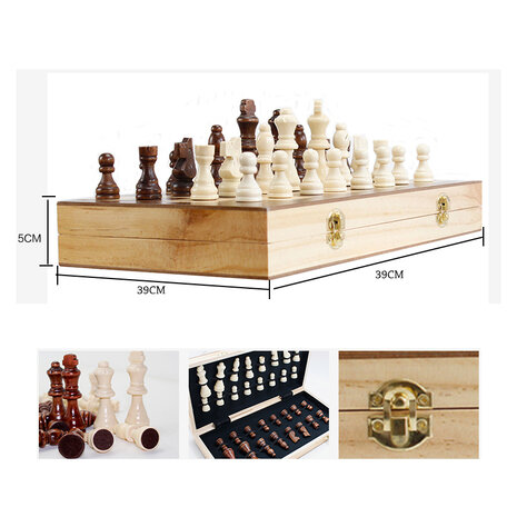 Wooden chessboard - Wood Chess set - 39x39 CM - chess set - Foldable - chess game