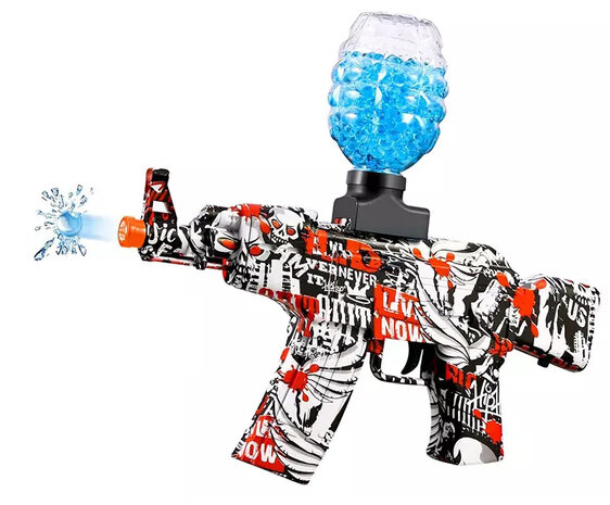 Gel Blaster - AK-Style  - BlueGraffiti - compleet set  + pijlen - oplaadbaar - 30CM