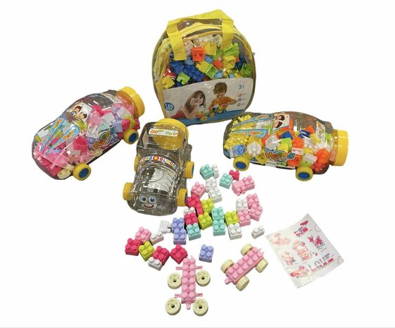 Bouwblokjes in auto verpakking - 65 stuks blokjes speelgoed