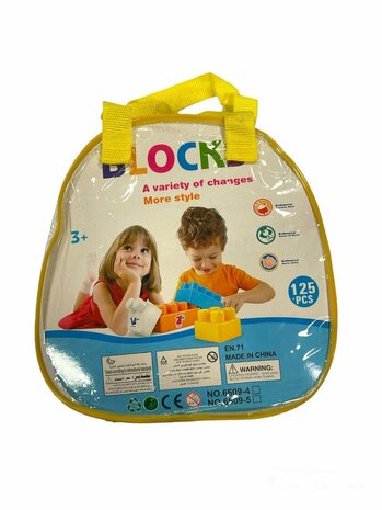 Building blocks with storage bag - 125 pieces of cube toys
