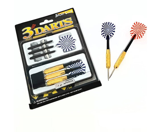Darts set of 3 pieces - Darts - Blue flags - incl. darts shafts 