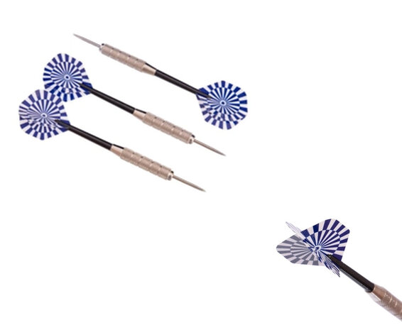 Dartpijl - 3 stuks staal dartpijlen - Darten -  incl. darts shafts en opbergdoos- blauw