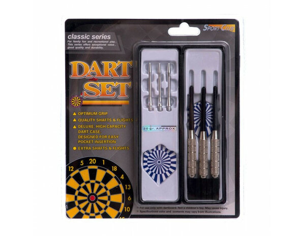Dartpijl - 3 stuks staal dartpijlen - Darten -  incl. darts shafts en opbergdoos- blauw