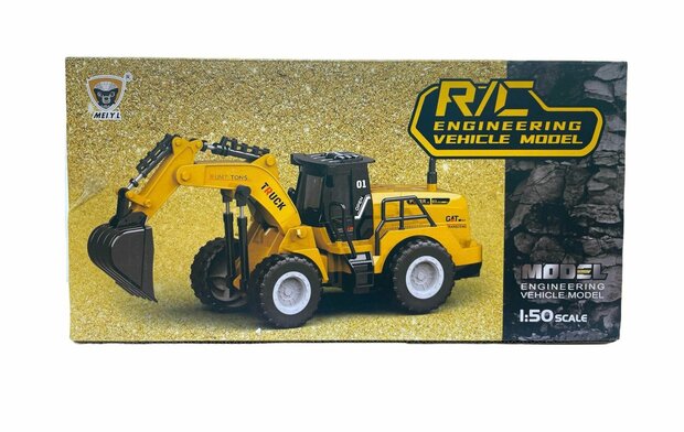RC excavator toy vehicle - 1:50 - radio-controlled work vehicle white
