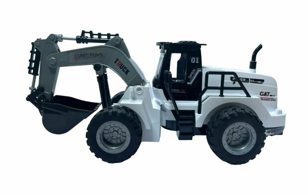 Rc graafmachine speelgoed voertuig - 1:50 - radiografisch werkvoertuig wit
