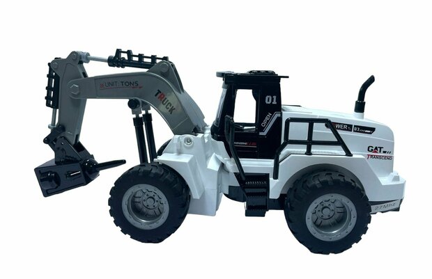 Rc boorwagen speelgoed voertuig - 1:50 - radio grafisch werkvoertuig wit