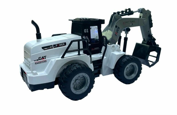 toy rc vehicle with grab crane - 1:50 - radio-controlled work vehicle white