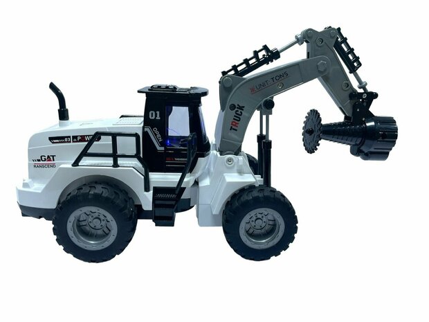 Speelgoed rc voertuig met zaagblad - 1:50 - radiografisch werkvoertuig wit