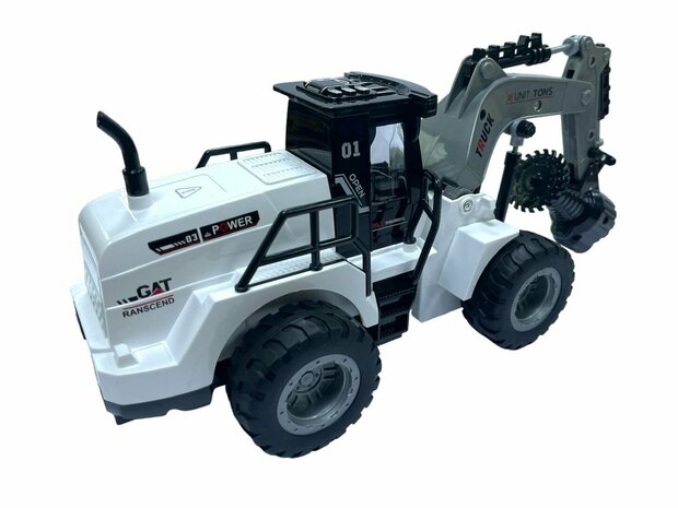 Toy RC vehicle with saw blade - 1:50 - radio-controlled work vehicle white