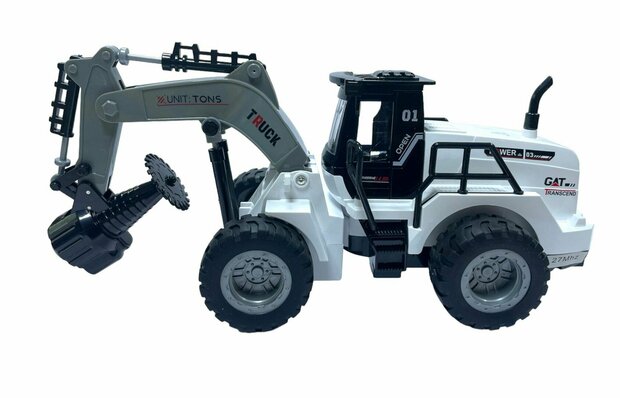 Toy RC vehicle with saw blade - 1:50 - radio-controlled work vehicle white