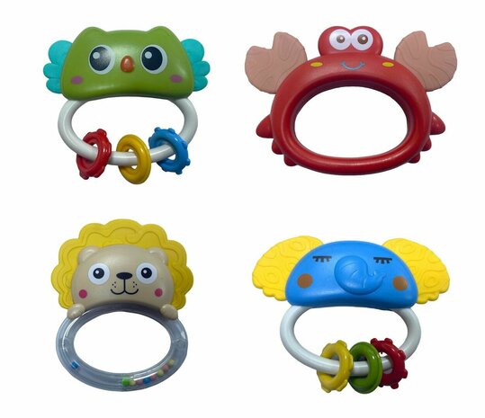 Baby rattle set - 4 pieces - Teething ring - baby toys