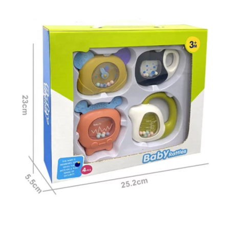 Baby rammelaar - set van 4 stuks - Bijtring - baby speelgoed