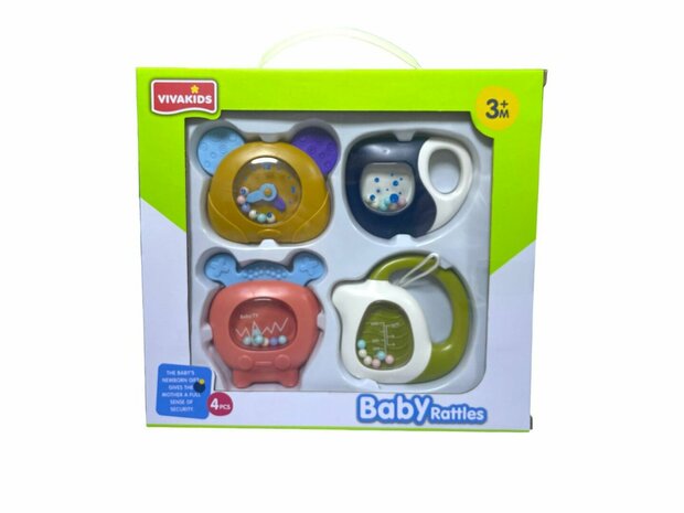 Baby rammelaar - set van 4 stuks - Bijtring - baby speelgoed