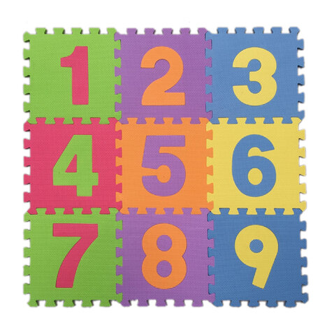Puzzelmat kinderen -foam cijfers -  9 tegels - 30x30x1cm 