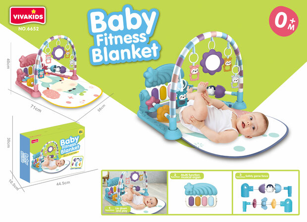Baby-fitness deken - Baby speelmat - Viva Kids - Met Speeltjes En Piano - 0 jaar