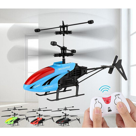 RC helicopter - controlled by hand and remote control - Blue