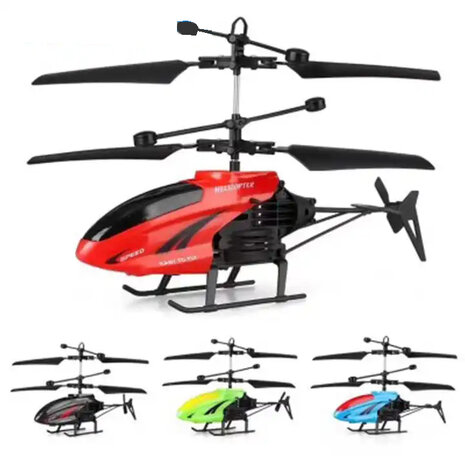 RC helicopter - controlled by hand and remote control - Red