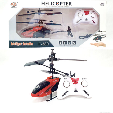 RC helicopter - controlled by hand and remote control - Red